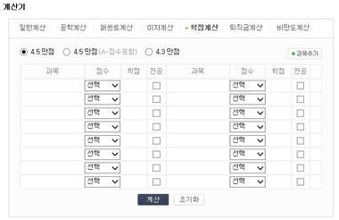 본문 이미지 - (네이버 학점계산기)