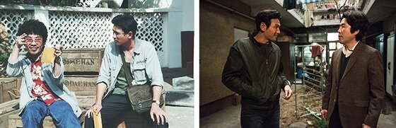 본문 이미지 - ‘국제시장’에서 환상의 연기 호흡을 선보인 천만 콤비 황정민과 오달수가 ‘베테랑’에서 다시 한 번 조우, 흥행 보증 콤비의 진수를 보여줄 예정이다.ⓒ News1스포츠/ '국제시장' '베테랑' 스틸