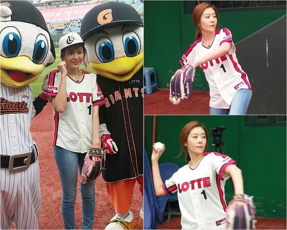 본문 이미지 - 배우 전세현이 잠재된 투수 본능을 발휘하며 한 여름 밤 부산 사직야구장을 뜨겁게 달궜다. ⓒ News1 스포츠 / 씨그널엔터테인먼트그룹