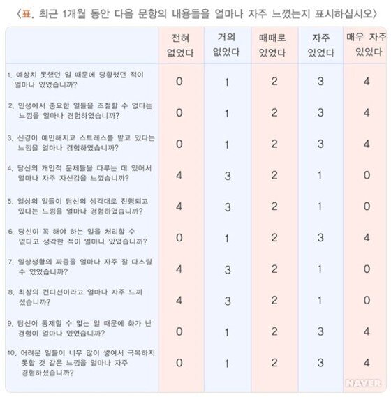 본문 이미지 -  스트레스 자가진단 테스트(사진=네이버)