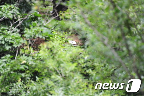 본문 이미지 - 도로 옆에서 쉽게 볼 수 있는 군부대 훈련장 모습. 강원도 모 부대는 길가 옆 허술한 철조망만 넘으면 부대안 훈련장을 쉽게 들어갈수 있어 군 경계 허점이 드러났다.2015.7.16/뉴스1 ⓒ News1 정진욱 기자