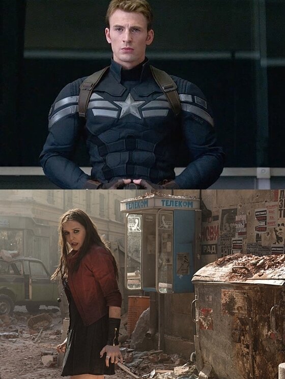 본문 이미지 - 크리스 에반스, 엘리자베스 올슨 열애설이 불거졌다. ⓒ News1스포츠 / 영화 &acute;캡틴 아메리카:윈터 솔져&acute;, &acute;어벤져스:에이지 오브 울트론&acute; 스틸컷