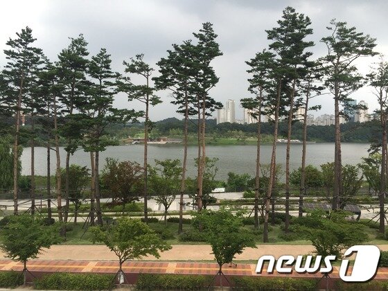 본문 이미지 - 광교 중흥S-클래스 3층 높이에서 내려다본 광교 호수 전경 /사진=최동순 ⓒ News1