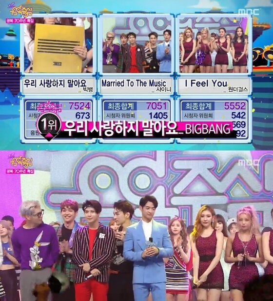 본문 이미지 - 빅뱅이 ''쇼 음악중심' 1위를 차지했다. ⓒ News1스포츠 / MBC '쇼 음악중심' 캡처