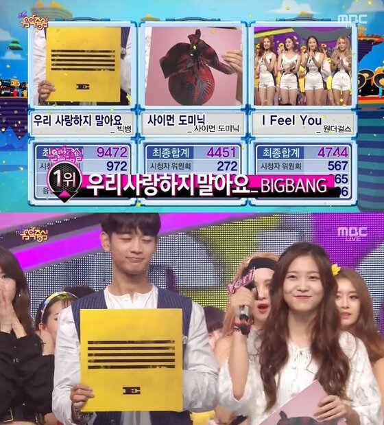 본문 이미지 - 빅뱅이 '음악중심' 1위를 차지했다. @뉴스1스포츠 / MBC '쇼 음악중심' 캡처
