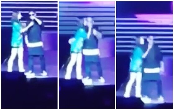 본문 이미지 - '런닝맨' 송지효 개리가 중국 콘서트 중 뽀뽀하는 모습이 포착돼 화제다. ⓒ News1스포츠 / 인스타그램