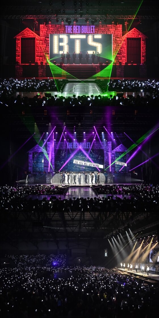 본문 이미지 - 방탄소년단이 지난 8일 태국 방콕 썬더 돔(Thunder Dome)에서 열린 월드투어 '2015 BTS LIVE TRILOGY EPISODE II. THE RED BULLET ~Second Half~'를 개최했다. ⓒ News1스포츠 / 빅히트