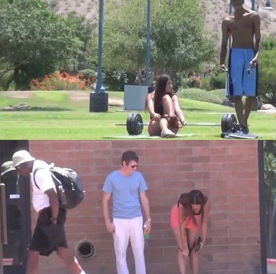 본문 이미지 - 미녀가 남성들 앞에서 팬티를 벗고 그들의 반응을 살피는 실험 영상이 공개됐다.ⓒ News1스타 / 유튜브 캡처