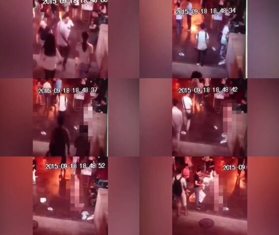 본문 이미지 - 한 중국 여성과 남성이 길거리 한복판에서 격하게 다투는 모습으로 화제가 되고 있다.  ⓒ News1star / 유튜브 캡처