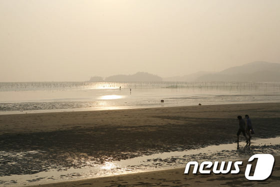 신안 증도 짱뚱어 해수욕장의 해질무렵 풍경 © News1