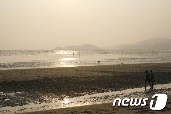 본문 이미지 - 신안 증도 짱뚱어 해수욕장의 해질무렵 풍경 ⓒ News1