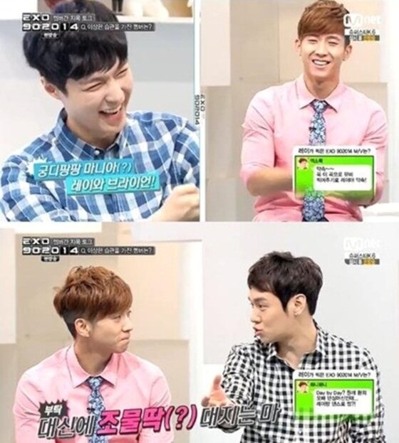 본문 이미지 - 브라이언이 환희를 향한 남다른 애정을 드러냈다.  ⓒ News1스타/Mnet ‘엑소90 2014’ 캡처