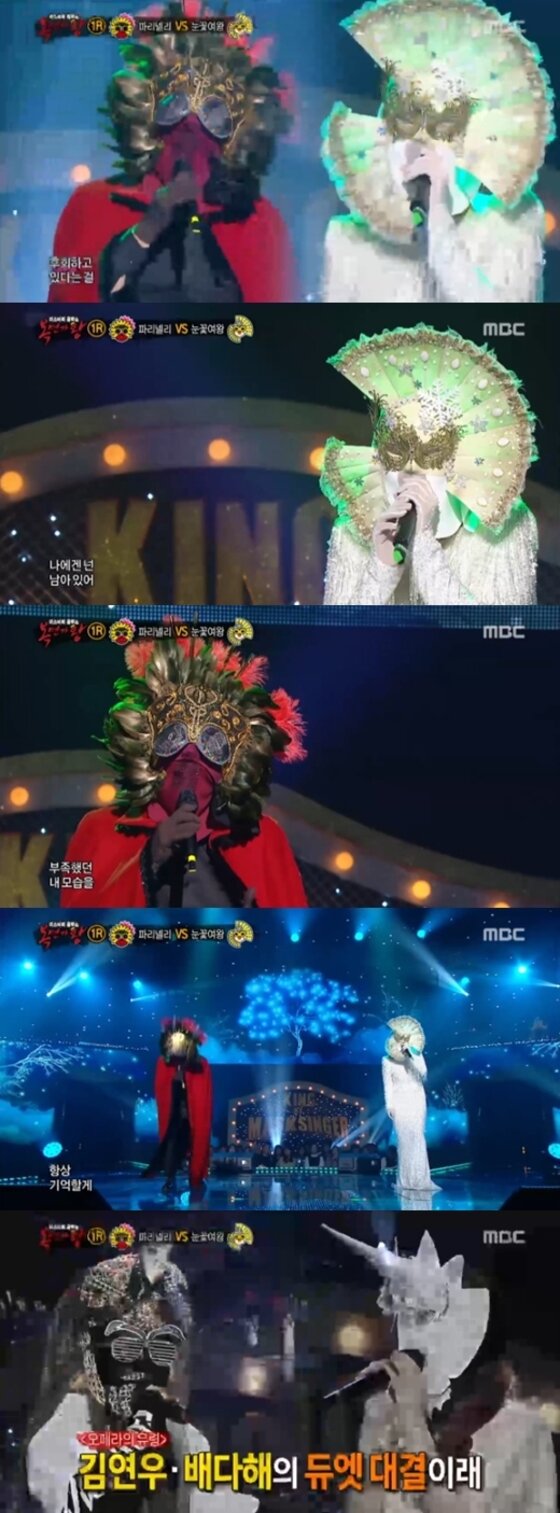 본문 이미지 - '복면가왕' 파리넬리와 눈꽃여왕이 소름끼치는 무대를 꾸몄다.ⓒ News1star/ MBC '일밤-복면가왕' 방송화면 캡처