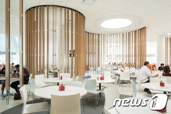 본문 이미지 - 삼성전자 SSIC 신사옥 카페테리아 전경. 식사는 모두 무료로 제공된다. ⓒ News1