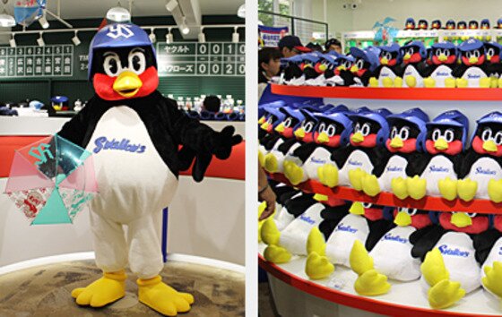 본문 이미지 - 일본 프로야구 구단 '도쿄 야쿠르트 스왈로스' 홈페이지에 게재된 마스코트 쓰바쿠로의 모습 