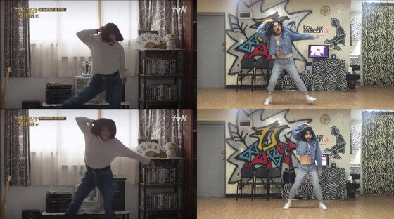 본문 이미지 - 걸그룹 라붐의 멤버 솔빈이 tvN 금토드라마 ‘응답하라 1988’의 성덕선(혜리 분)으로 완벽 변신했다. ⓒ News1star / '옷걸이 춤' 영상 캡처