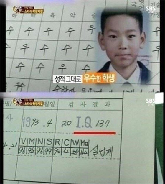 본문 이미지 - 강동원의 학창시절 성적표가 화제다.  ⓒ News1star / SBS '한밤의 TV연예' 캡처