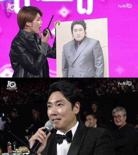 본문 이미지 - 조진웅과 장도연이 무전 교신을 펼쳤다. ⓒ News1star / 'tvN 10 어워즈' 캡처