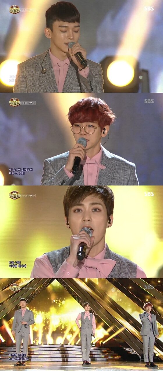 본문 이미지 - 엑소-첸백시가 '너를 위해' 무대를 선보였다. ⓒ News1star/ SBS '인기가요' BOF 특집 캡처