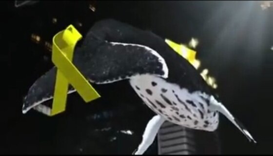 본문 이미지 - 이군섭 디자이너가 석정현 작가의 '세월호 고래'를 증강현실을 통해 구현했다.  ⓒ News1