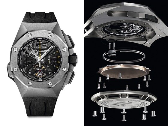 본문 이미지 - <사진 = 오데마 피게 로얄 오크 컨셉 슈퍼소네리(왼쪽)와 미닛 리피터 구조> ⓒ News1