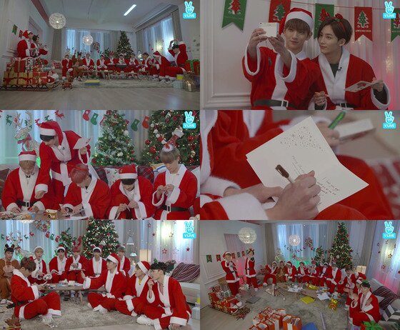 본문 이미지 - 세븐틴이 크리스마스 이브에 생방송을 진행했다. ⓒ News1star / 네이버 V Live 캡처