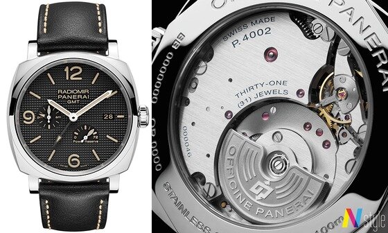 본문 이미지 - &lt;사진 = 파네라이, 키프 파라쇼크를 내장한 P.4002 무브먼트를 장착한 라디오미르 1940 3 데이즈 GMT 파워 리저브 오토매틱 아치아이오&gt; ⓒ News1