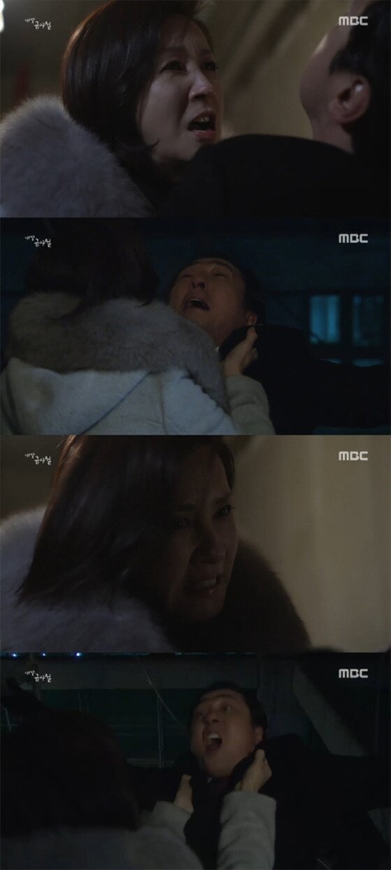 본문 이미지 - '금사월' 전인화가 손창민의 목을 조르며 벼랑 끝으로 내몰았다.ⓒ News1star/ MBC '내딸 금사월' 방송화면 캡처