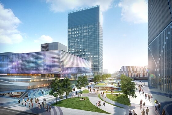 본문 이미지 - 서울 강남구 삼성동 현대자동차그룹 글로벌비즈니스센터(GBC) 조감도. (현대자동차 제공) ⓒ News1 김태헌 기자