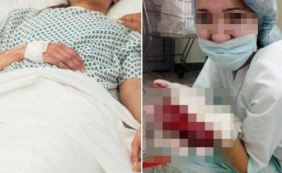 본문 이미지 - 러시아 간호학과 학생이 수술한 환자의 장기를 들고 인증샷을 촬영하는 엽기행각을 벌였다. ⓒ News1star / SNS