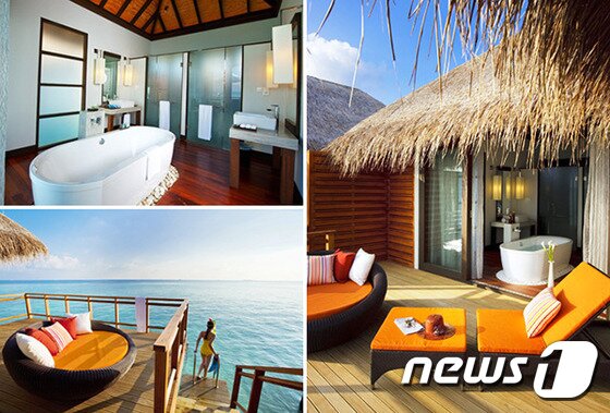 본문 이미지 - 워터빌라는 언제든지 물속에서 시간을 보낼 수 있고 비치 빌라는 모래사장 산책이 가능하다. (허니문리조트 제공)ⓒNews1travel