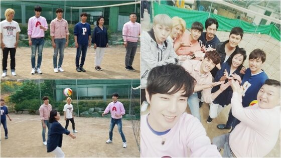 본문 이미지 - '우리동네 예체능' 김미숙이 배구 실력을 뽐내는 모습이 포착됐다. ⓒ News1star / KBS2