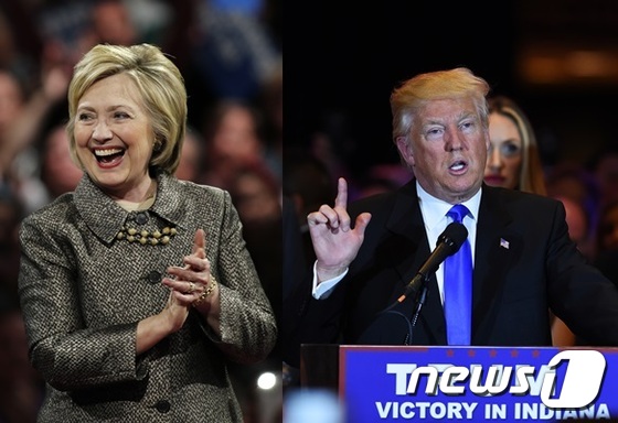 힐러리 클린턴 민주당 경선후보(왼쪽)와 도널드 트럼프 공화당 후보. © AFP=뉴스1
