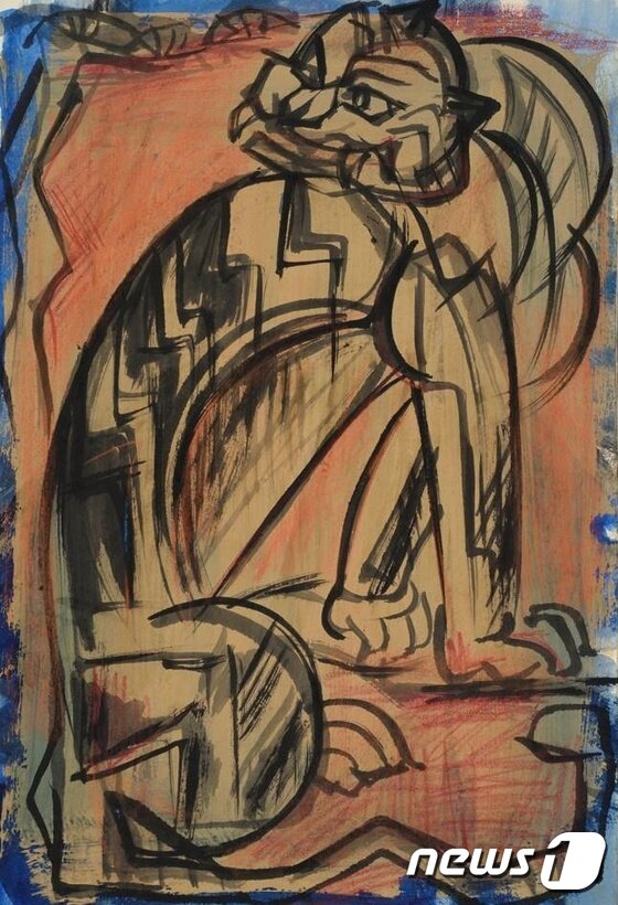 본문 이미지 - 호랑이, 1973-1976, 종이에 먹선, 채색, 26.3x18.1cm