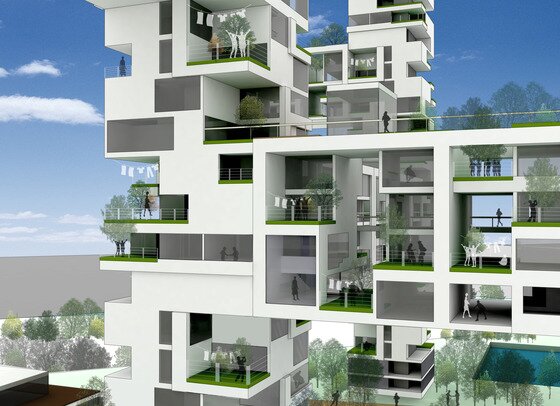 본문 이미지 - 서현 교수가 이상적인 주택의 하나로 구상한 마당이 있는 아파트 인 '스펀지 아파트' 모형ⓒ 서현