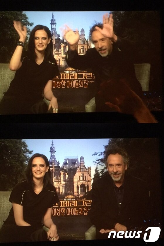 본문 이미지 - 팀 버튼 감독과 에바 그린이 라이브 컨퍼런스에 참여했다. ⓒ News1star / 유수경 기자