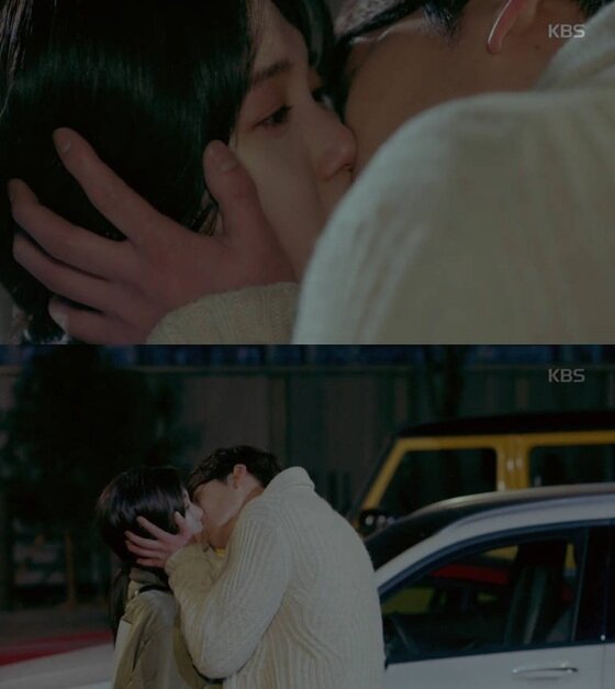 본문 이미지 - 김우빈이 베수지에게 키스했다. ⓒ News1star / KBS2 '함부로 애틋하게' 캡처