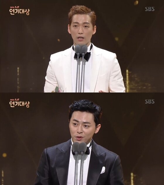 본문 이미지 - 남궁민, 조정석이 공동 수상했다. ⓒ News1star / 2016 SBS 연기대상 캡처