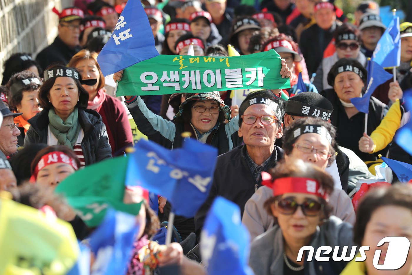 본문 이미지 - 강원 양양주민 설악산 오색케이블카 찬성 상경집회 자료사진.(뉴스1 DB) 