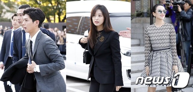 본문 이미지 - 송혜교 송중기 결혼식을 찾은 (왼쪽부터) 박보검, 김지원, 장쯔이 ⓒ News1 권현진 기자