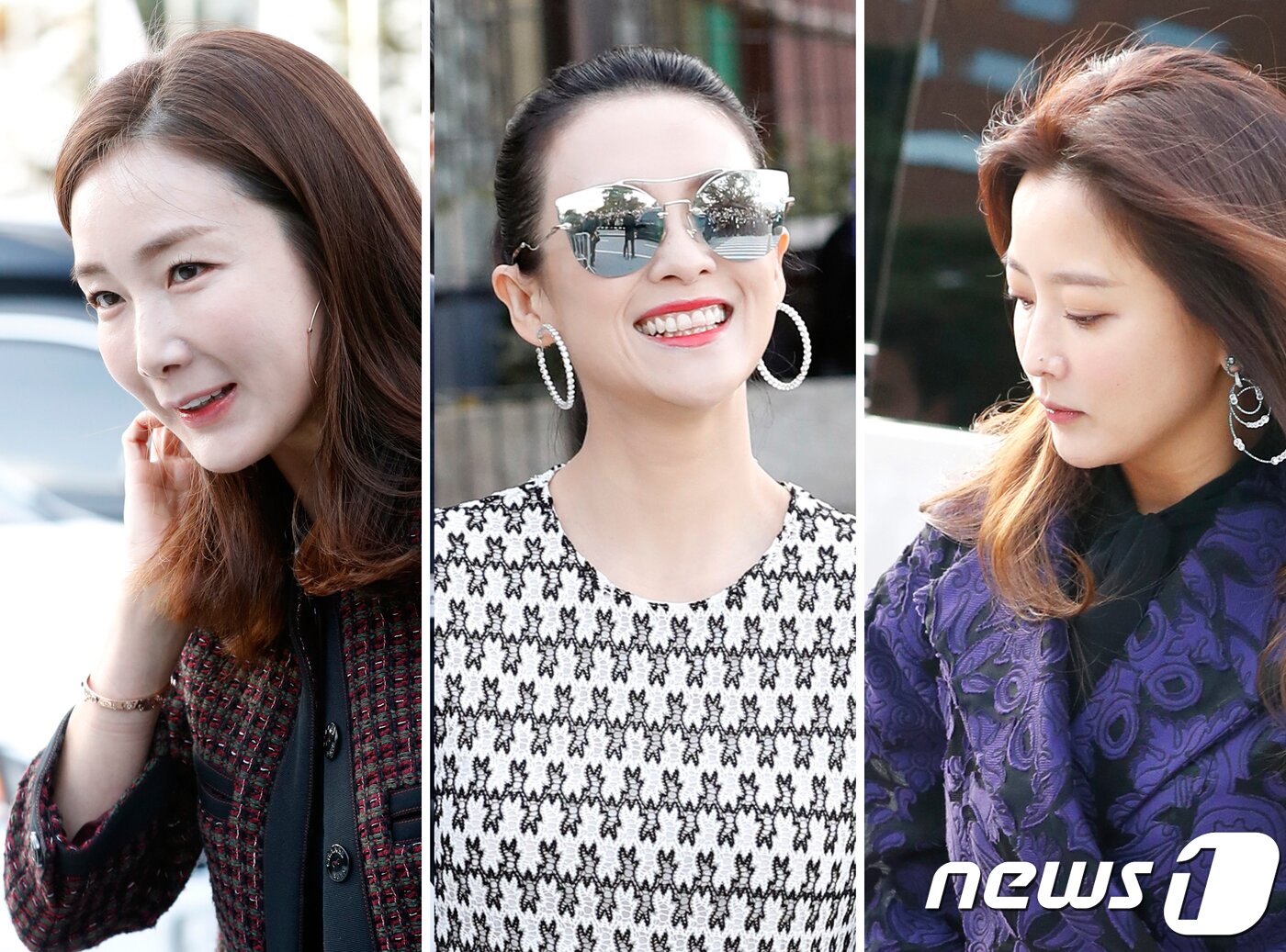 본문 이미지 - 배우 최지우(왼쪽부터), 장쯔이, 김희선이 31일 오후 서울 장충동 신라호텔에서 열린 '송송커플' 송중기, 송혜교가 결혼식에 참석하고 있다. 2017.10.31./뉴스1 ⓒ News1 권현진 기자