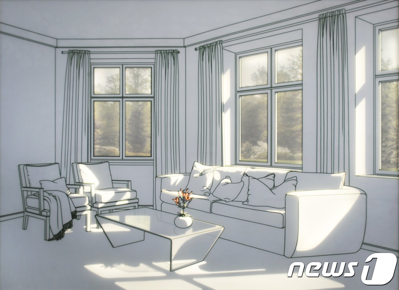 본문 이미지 - '빛이 드는 공간'은 일상의 풍경을 강화유리를 깎아서 덧댄 다층의 화면에 LED 빛을 투과해 실내에 들어온 햇살을 표현한 작품이다. 황선태 개인전 '빛·시간·공간'은 24일부터 12월27일까지 서울 종로구 통의동 아트사이드 갤러리에서 열린다. 2017.11.24/뉴스1 ⓒ News1 박정환 기자