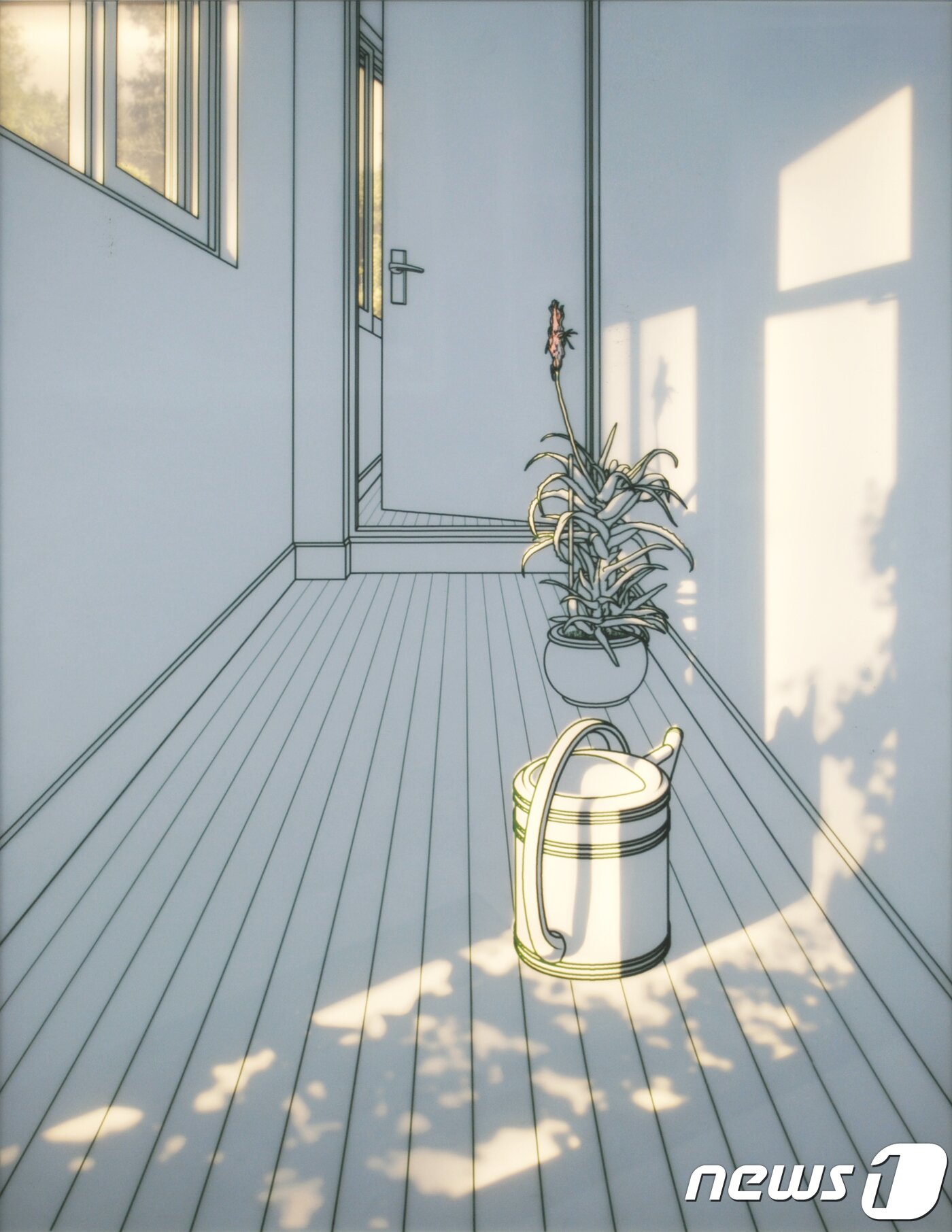 본문 이미지 - '빛이 드는 공간'은 일상의 풍경을 강화유리를 깎아서 덧댄 다층의 화면에 LED 빛을 투과해 실내에 들어온 햇살을 표현한 작품이다. 황선태 개인전 '빛·시간·공간'은 24일부터 12월27일까지 서울 종로구 통의동 아트사이드 갤러리에서 열린다. 2017.11.24/뉴스1 ⓒ News1 박정환 기자