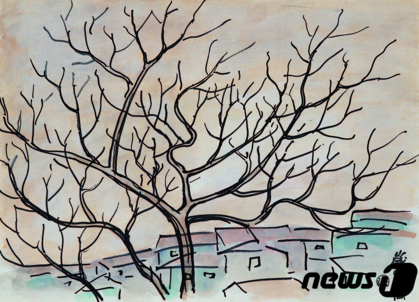 본문 이미지 - 세한도 -(1973, 53&times;38cm, 종이에 펜, 매직, 수채, 김종영미술관 제공) ⓒ News1