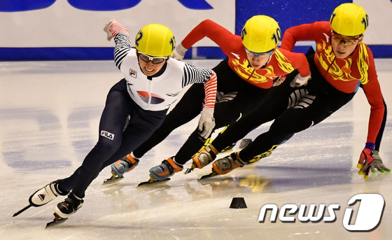 남자 쇼트트랙 500m에서 동메달을 추가한 박세영. 뉴스1 © News1 유승관 기자