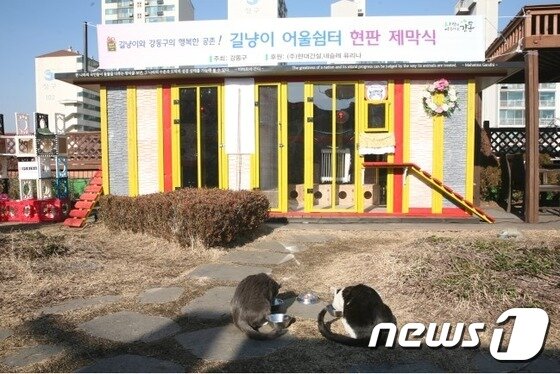 본문 이미지 - 지난 14일 새롭게 단장한 어울쉼터의 모습. (사진 강동구청 제공) ⓒ News1