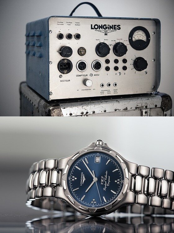 본문 이미지 - <사진 = 론진 크로노시네진스(1954년)와 콘퀘스트 V.H.P 퍼페추얼 캘린더(1996년)> ⓒ News1