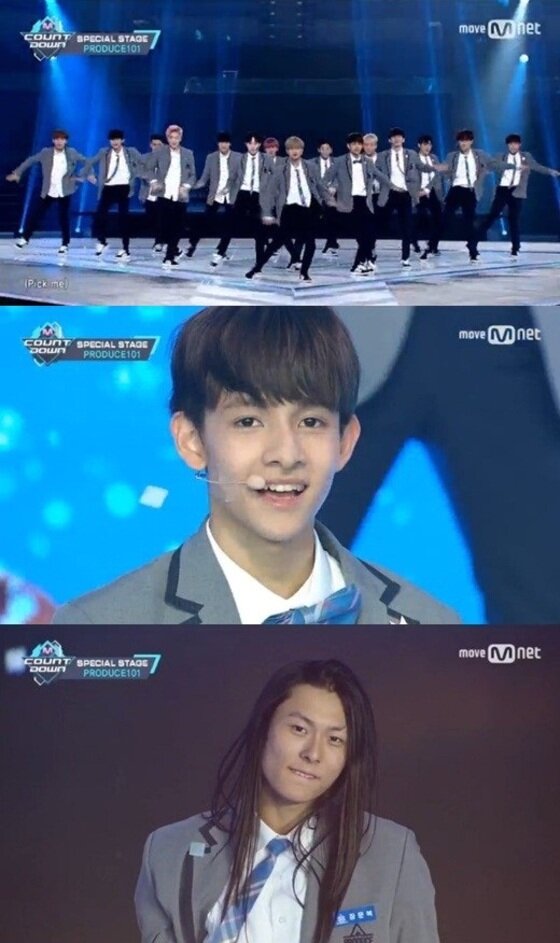 본문 이미지 - '프로듀스101 시즌2' 연습생들이 지난 9일 '엠카운트다운'에 출연했다. ⓒ News1star / Mnet '엠카운트다운' 캡처