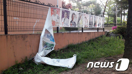 주요후보 선거벽보 훼손