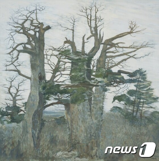본문 이미지 - 태백산 주목 Yew Tree in Taebaeksan, 2016, 캔버스에 아크릴릭 Acrylic on canvas, 160x160cm &#40;학고재갤러리 제공&#41; ⓒ News1
